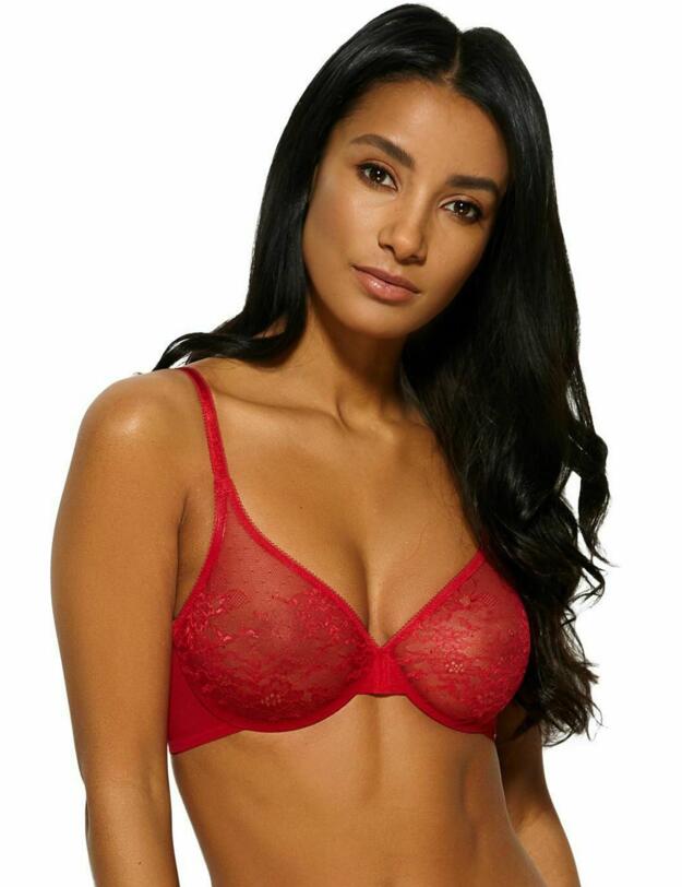 Gossard Glossies Lace Sheer Bra Lipstick Red