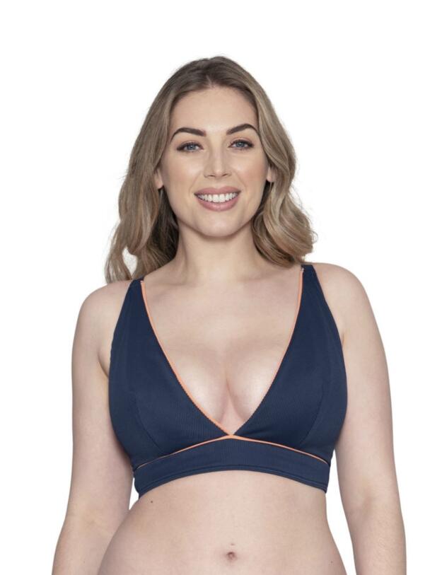 CS010308 Curvy Kate Poolside Triangle Bikini Top - CS010308 Navy/Coral