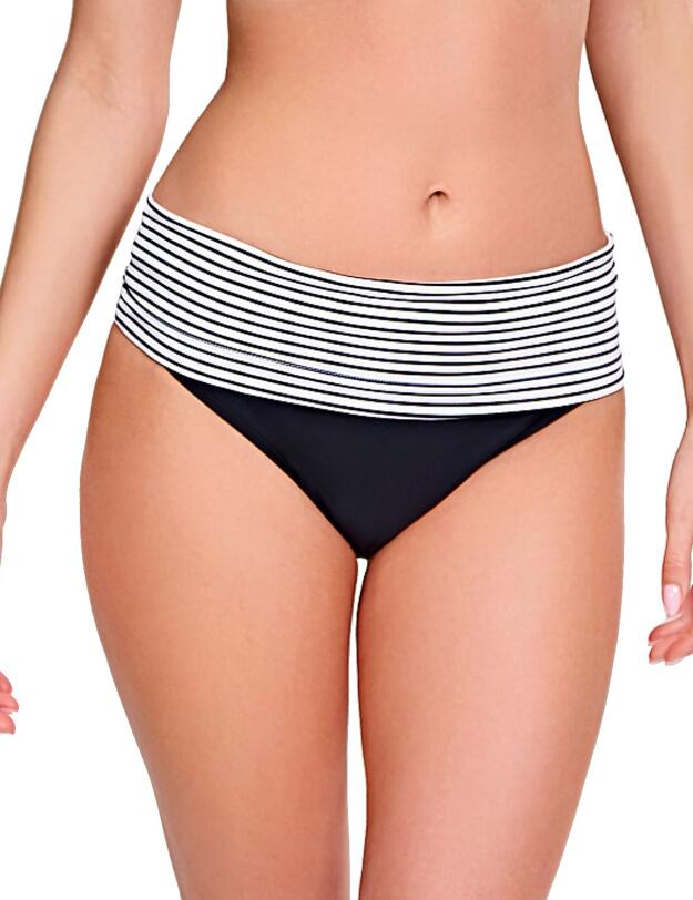 SW0897 Panache Anya Stripe Fold Brief Black/White - SW0897 Black/White