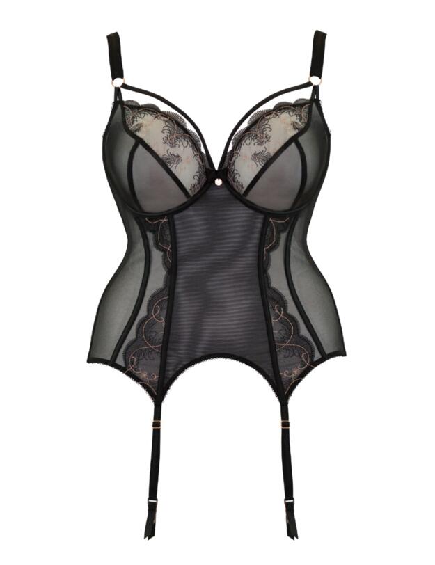 ST2407 Scantilly Surrender Plunge Basque  - ST2407 Black
