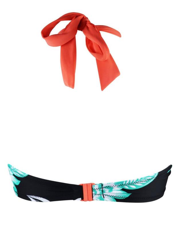 13300 Pour Moi Sea Breeze Padded Halter Bikini Top - 13300 Green/Black/Coral