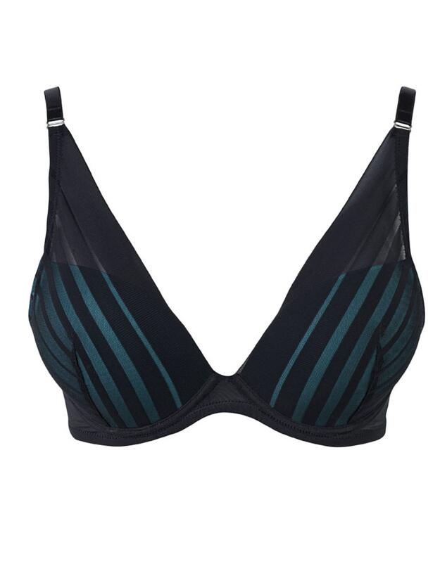 W09PV Wonderbra Fabulous Feel Triangle Bra - W09PV Black/Tungsten Teal