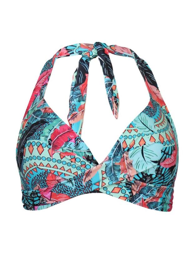 182260 Pour Moi Soleil Twist Front Halter Bikini Top - 182260 Turquoise Multi