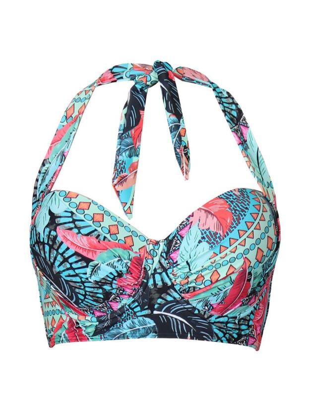 182262 Pour Moi Soleil Multiway Longline Bikini Top - 182262 Turquoise Multi