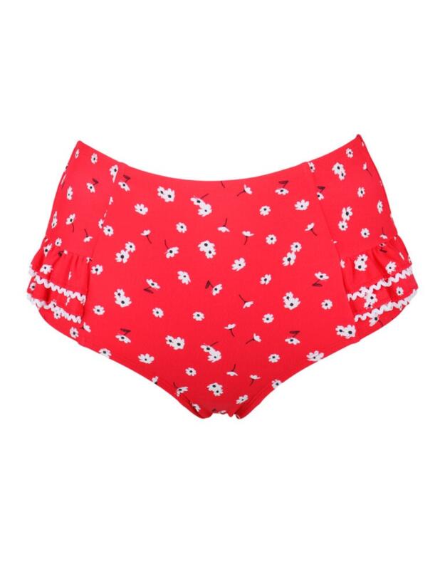 17105 Pour Moi Sunset Beach High Waist Control Bikini Brief - 17105 Red/White