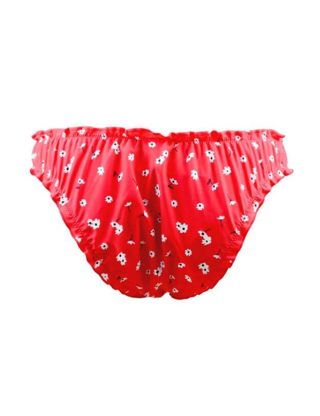 17103 Pour Moi Sunset Beach Frill Bikini Brief - 17103 Red/White