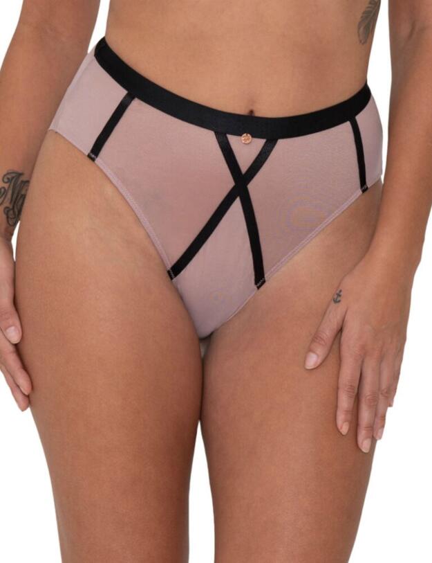 ST013208 Scantilly by Curvy Kate Sheer Chic High Waist Brief - ST013208 Black/Mink
