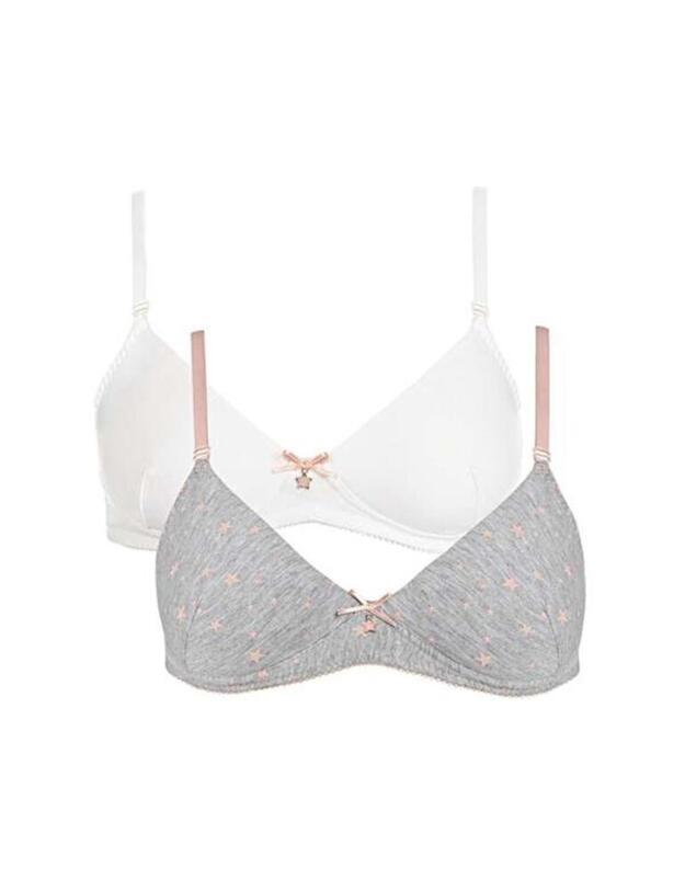 8018 Royce Superstar 2 Pack Teen Bra - 8018 Grey Marl