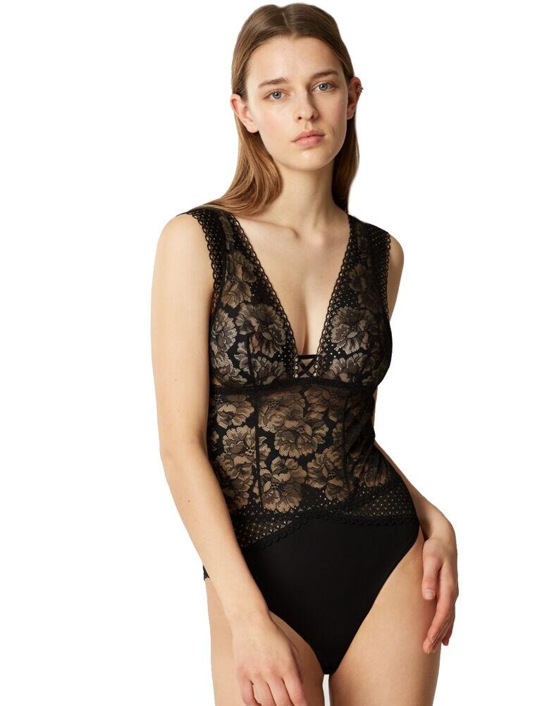18653 Maison Lejaby Dot Flowers Body - 18653 Noir