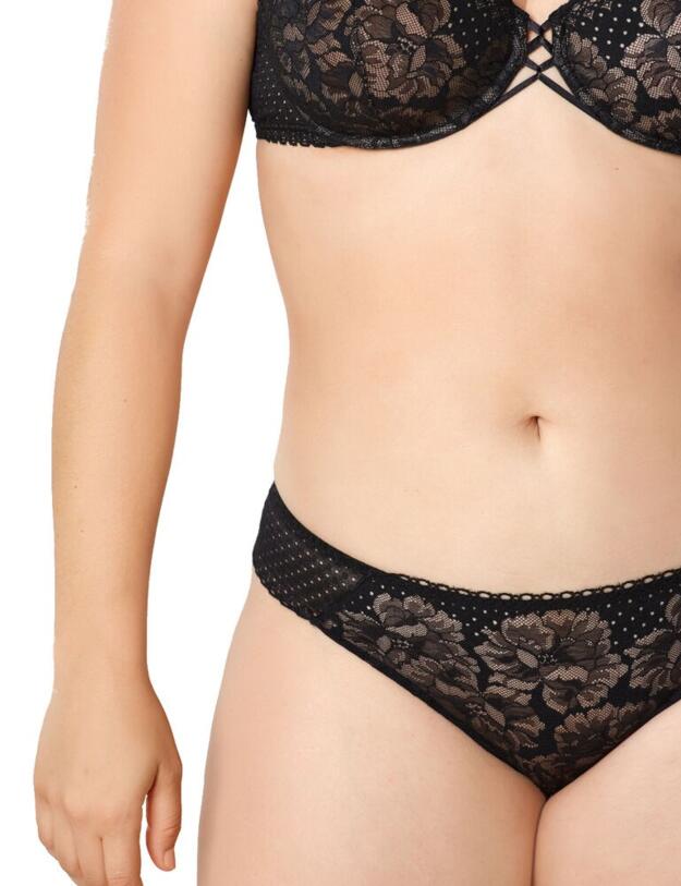 18662 Maison Lejaby Dot Flowers Tanga Brief - 18662 Noir