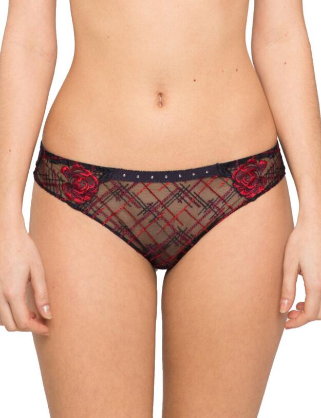 18962 Maison Lejaby Checks and Roses Tanga Brief - 18962 Bleu Horizon