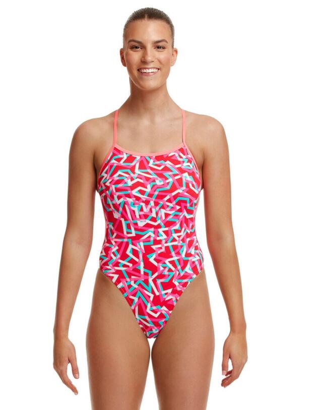 FKS010L02645 Funkita Ladies Twisted One Piece Swimsuit - FKS010L02645 Red Ribbons 