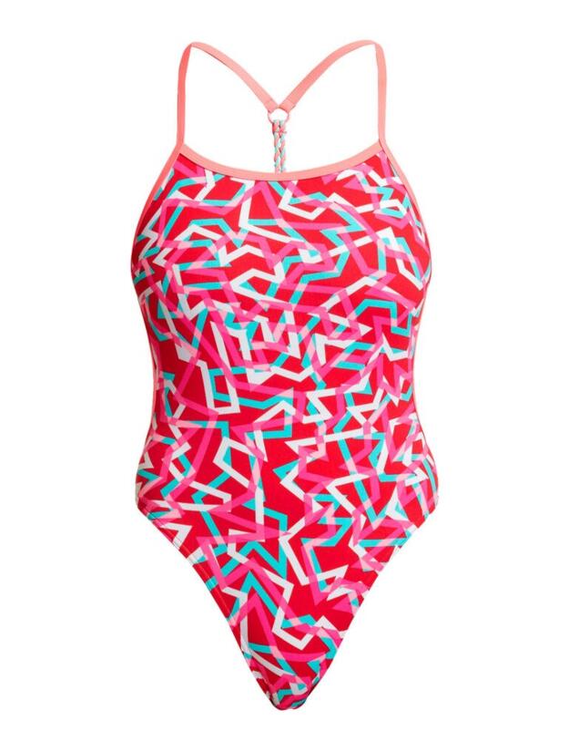 FKS010L02645 Funkita Ladies Twisted One Piece Swimsuit - FKS010L02645 Red Ribbons 