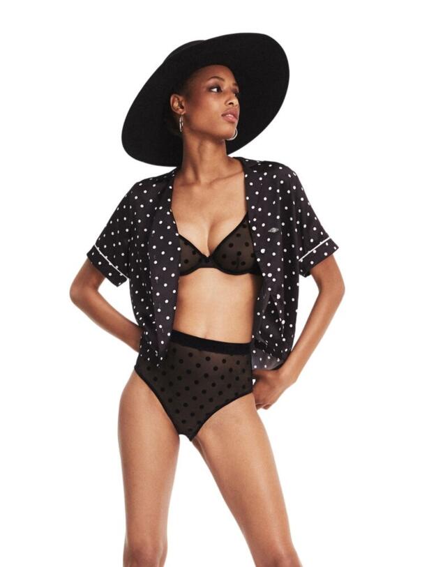 UW0UW01891 Tommy Hilfiger Velvet High Waist Bikini Style Brief - UW0UW01891 PVH Black