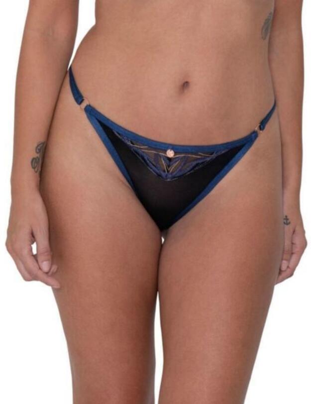 ST009200 Scantilly by Curvy Kate Submission Thong - ST009200 Black/Blue