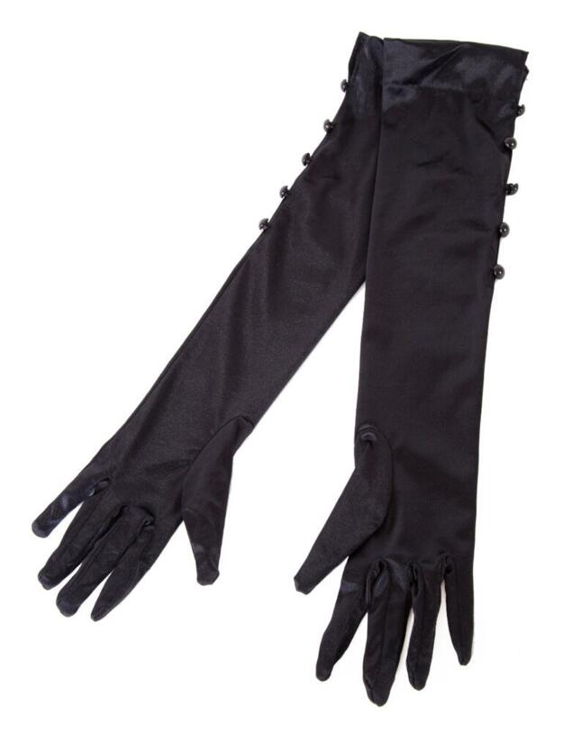 BP023 Playful Promises Bettie Page Satin Gloves One Size - BP023 Black
