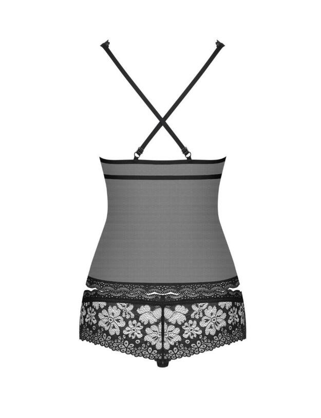 856-BAB-1 Obsessive Babydoll and Panties Set - 856-BAB-1 Black