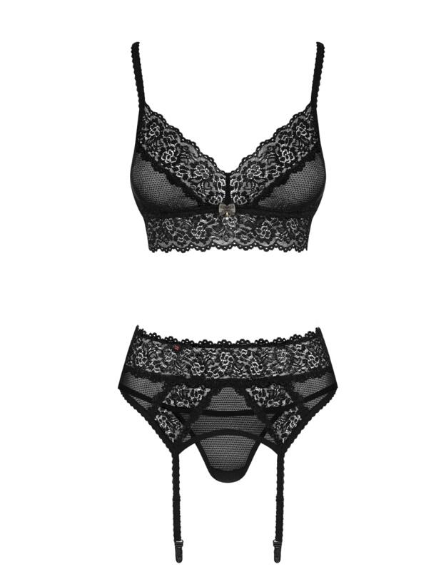 852-SEG-1 Obsessive 3 Piece Lingerie Set - 852-SEG-1 Black