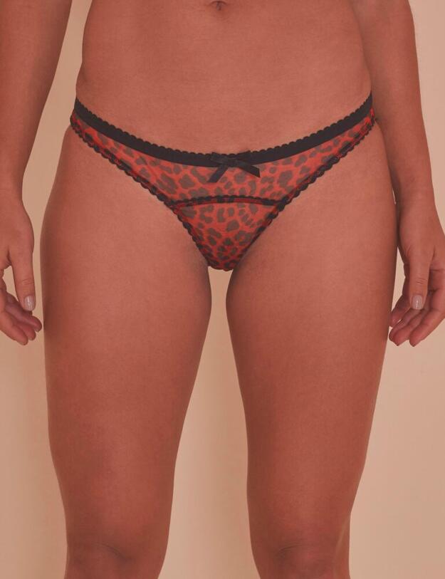 PPB3145 Playful Promises Josie Mesh Picot Cheeky Brazilian Brief Core - PPB3145 Leopard