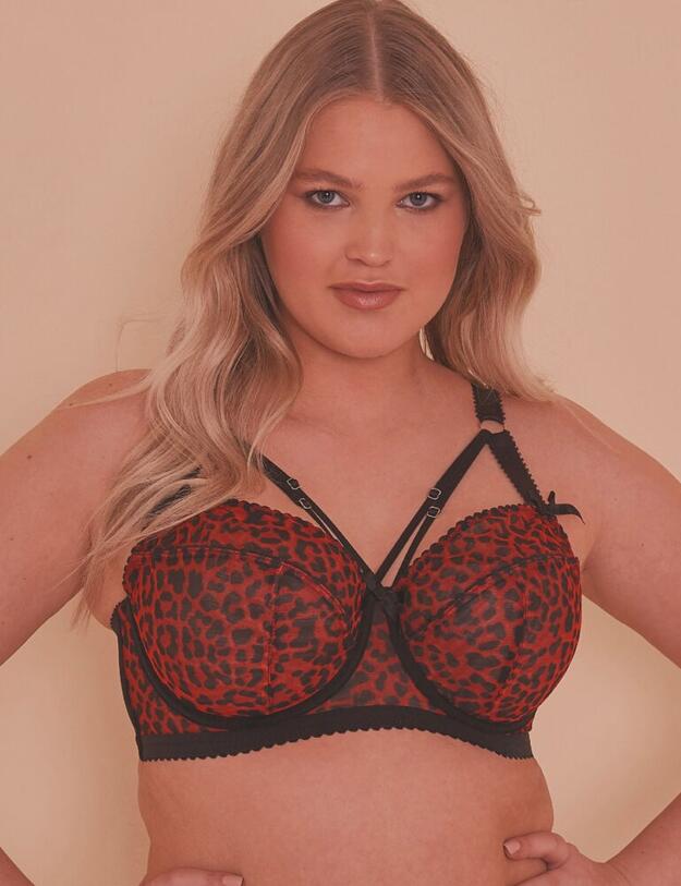 PPCC3145 Playful Promises Josie Mesh Picot Non-Padded Bra Curve - PPCC3145 Leopard