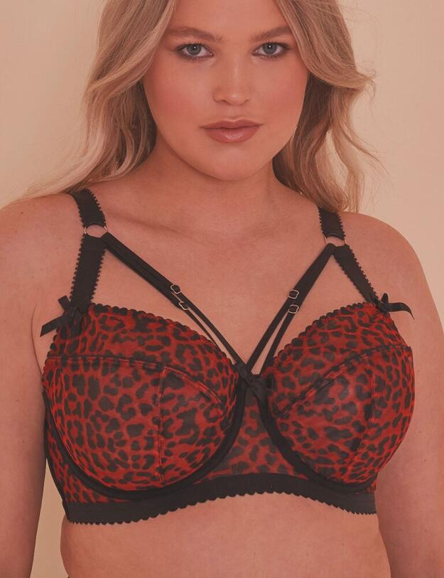 PPCC3145 Playful Promises Josie Mesh Picot Non-Padded Bra Curve - PPCC3145 Leopard
