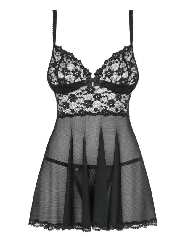 Obsessive Letica Babydoll & Thong Set - Black