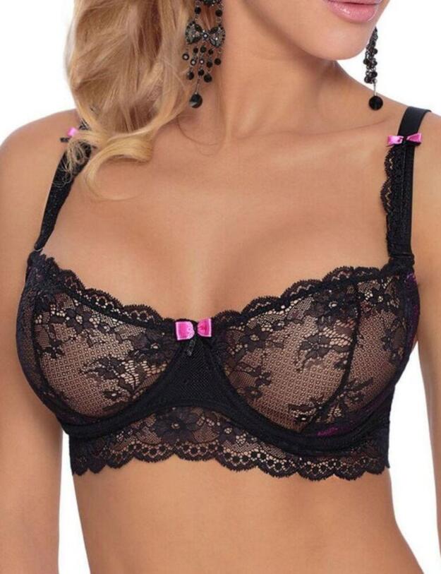 Roza Fifi Underwired Lace Bra - Black/Violet