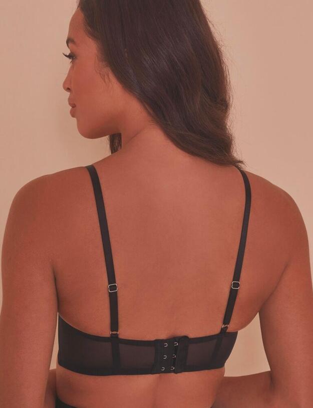 PP3117 Playful Promises Aurora Mesh & Satin Longline Bra  - PP3117 Black