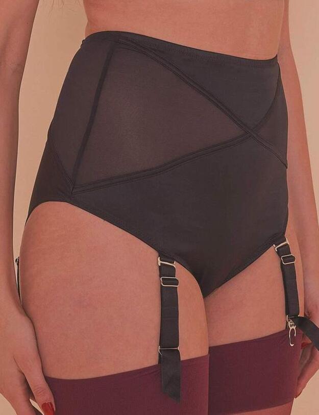 PPB3117 Playful Promises Aurora Mesh & Satin High Waist Brief - PPB3117 Black