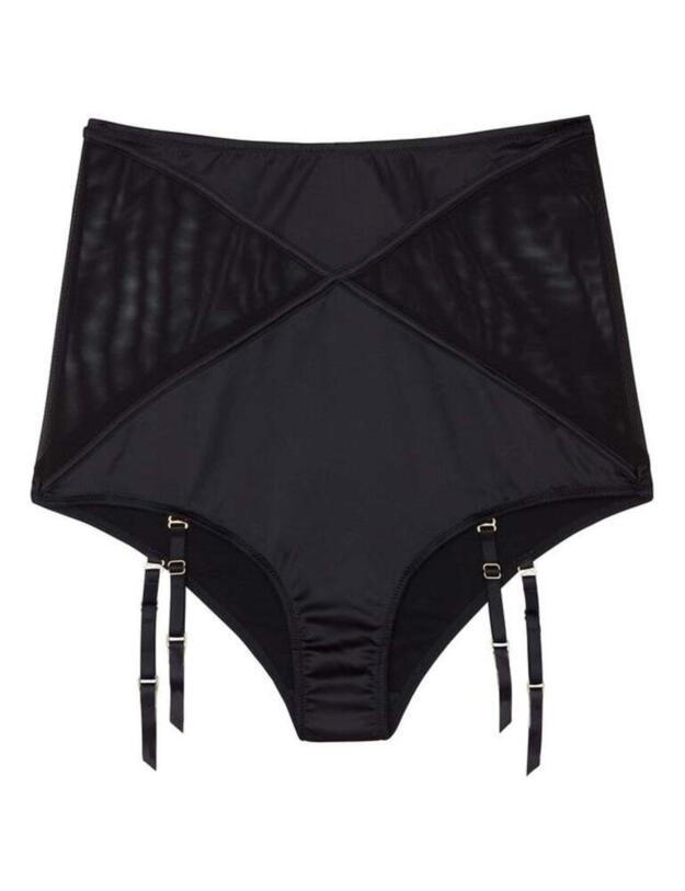 PPCCB3177 Playful Promises Aurora Mesh & Satin High Waist Brief Curve - PPCCB3177 Black