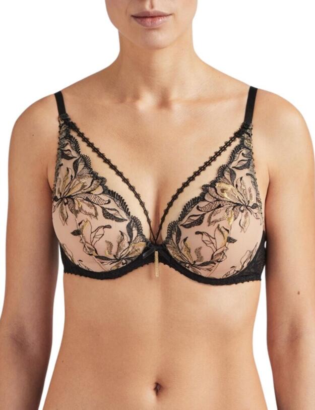 QF12 Aubade Encre De Chine Triangle Plunge Bra - QF12 Ombre