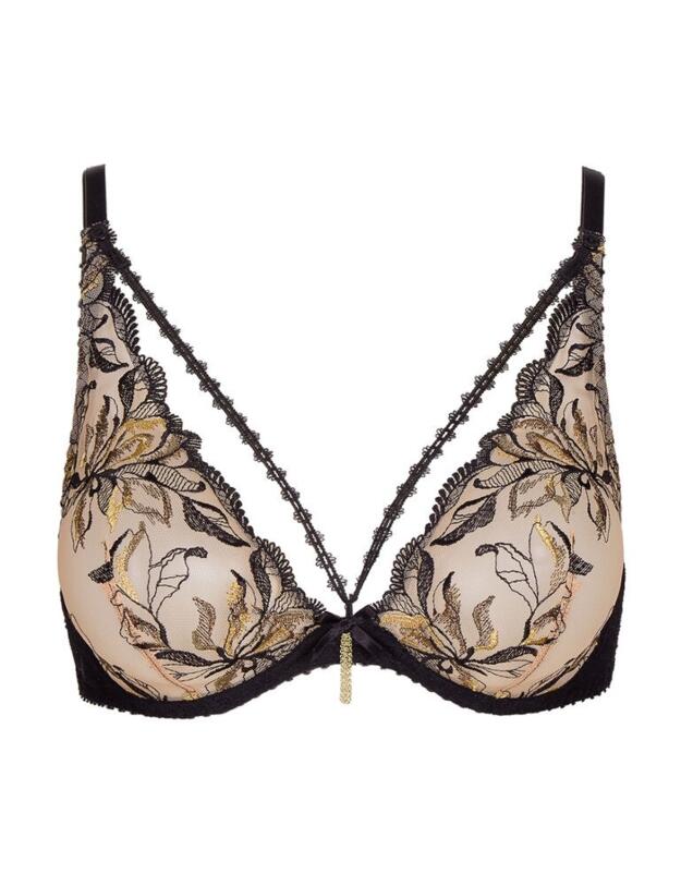QF12 Aubade Encre De Chine Triangle Plunge Bra - QF12 Ombre