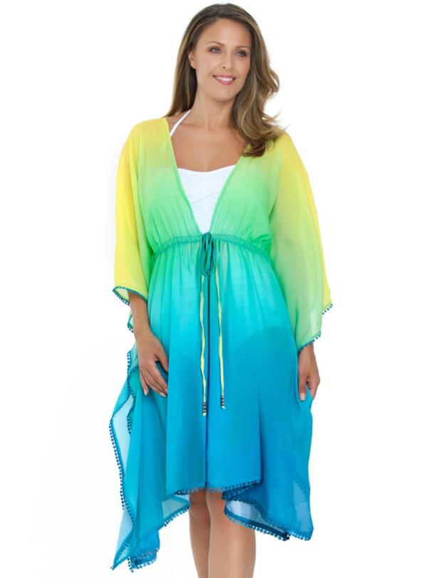33-3062 Seaspray Pom Pom Ombre Kaftan - 33-3062 Chartreuse