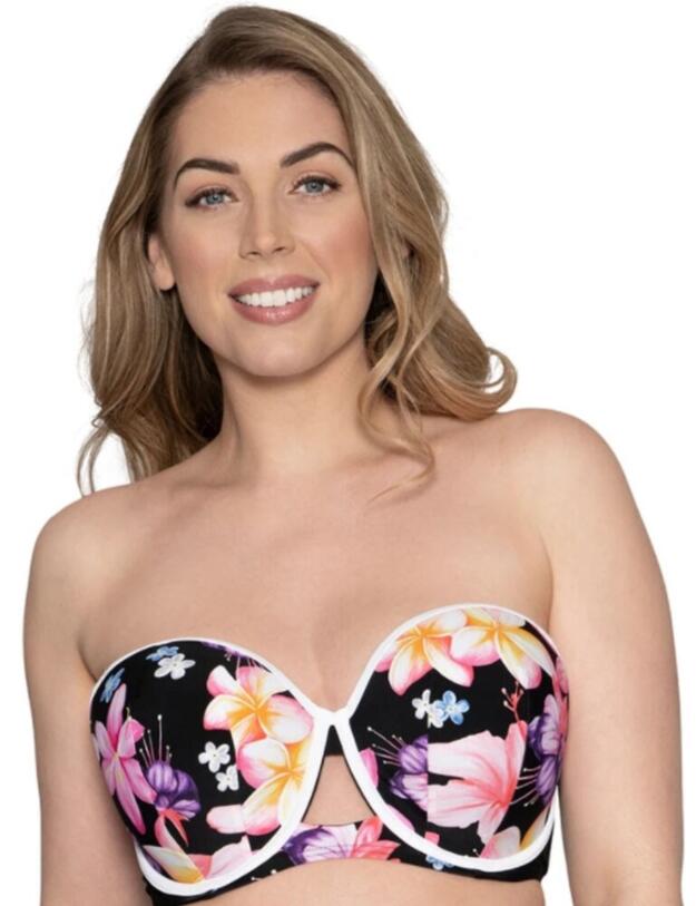 CS011307 Curvy Kate Tropicana Bandeau Bikini Top - CS011307 Black Print