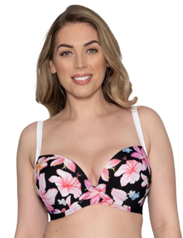 CS011303 Curvy Kate Tropicana Moulded Plunge Bikini Top - CS011303 Black Print
