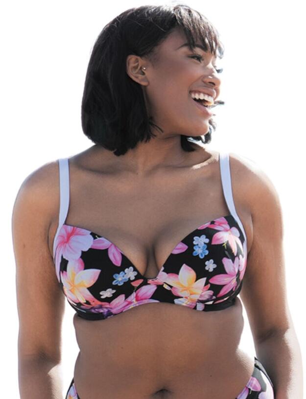 CS011303 Curvy Kate Tropicana Moulded Plunge Bikini Top - CS011303 Black Print