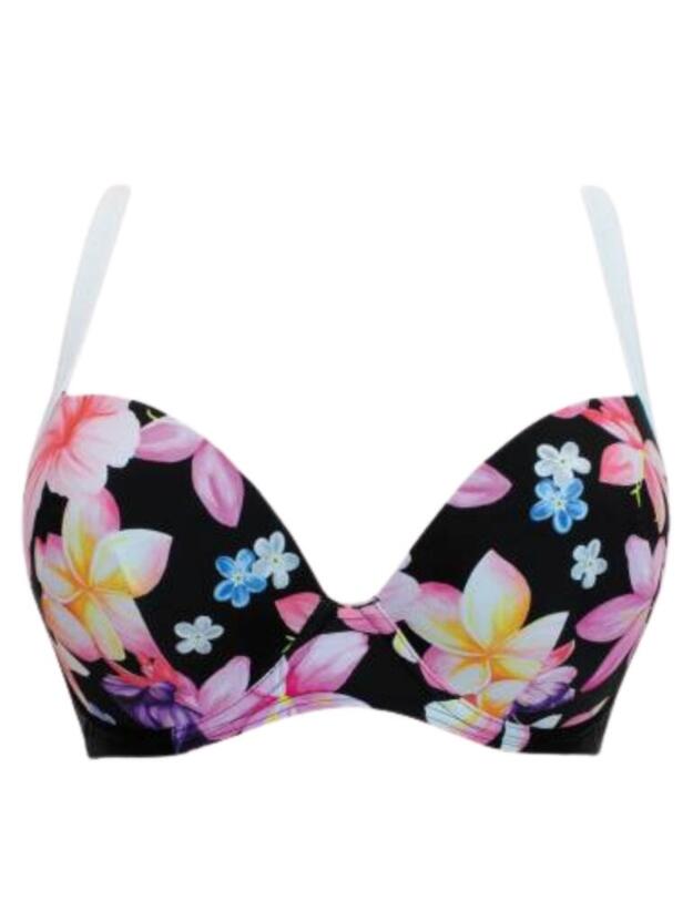 CS011303 Curvy Kate Tropicana Moulded Plunge Bikini Top - CS011303 Black Print