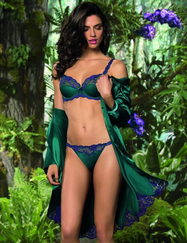 ALC2080 Lise Charmel Splendeur Soie Negligee - ALC2080 Splendeur Turquoise