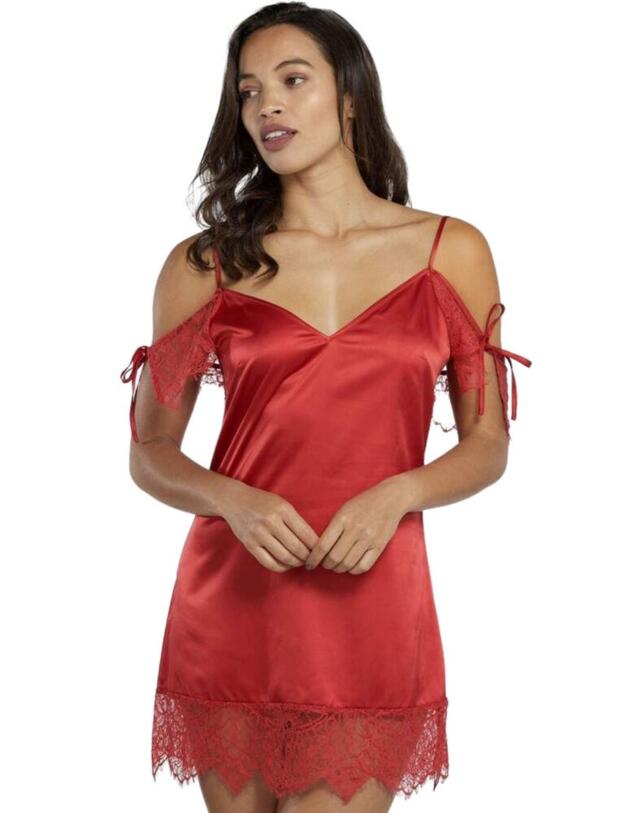 WWL797 Wolf & Whistle Adrienne Lace Trim Chemise - WWL797 Red