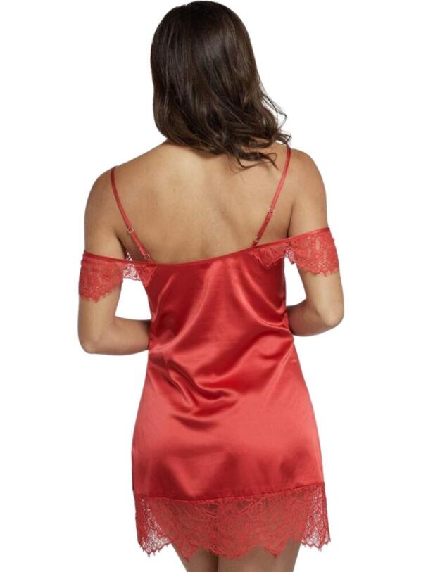 WWL797 Wolf & Whistle Adrienne Lace Trim Chemise - WWL797 Red