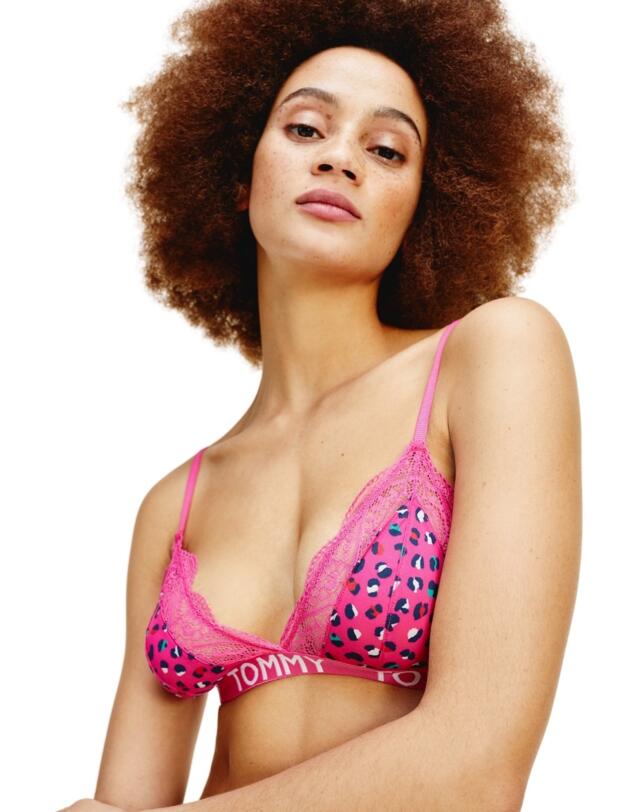 UW0UW02231 Tommy Hilfiger Lace Print Triangle Bra - UW0UW02231 Leopard Magenta