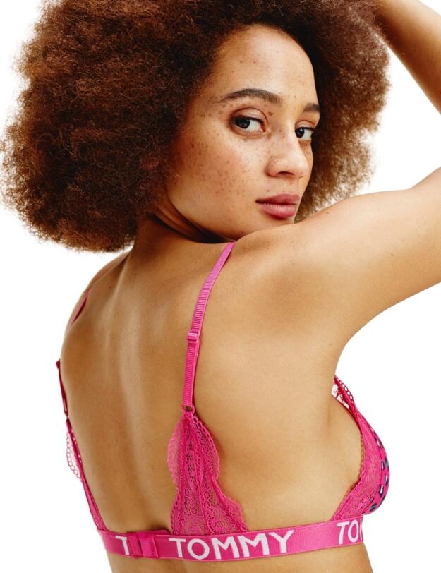 UW0UW02231 Tommy Hilfiger Lace Print Triangle Bra - UW0UW02231 Leopard Magenta