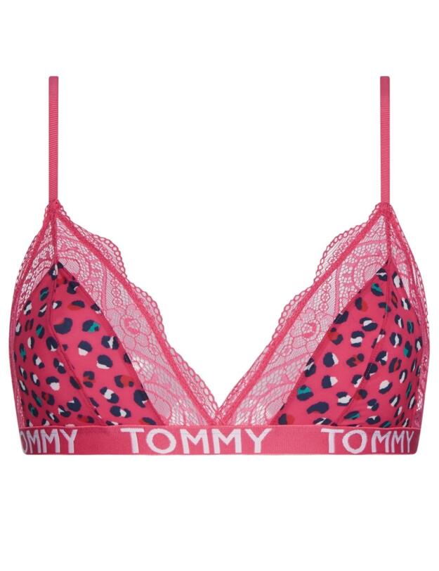 UW0UW02231 Tommy Hilfiger Lace Print Triangle Bra - UW0UW02231 Leopard Magenta