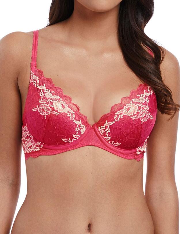135003 Wacoal Lace Perfection Plunge Push Up Bra - 135003 Honeysuckle
