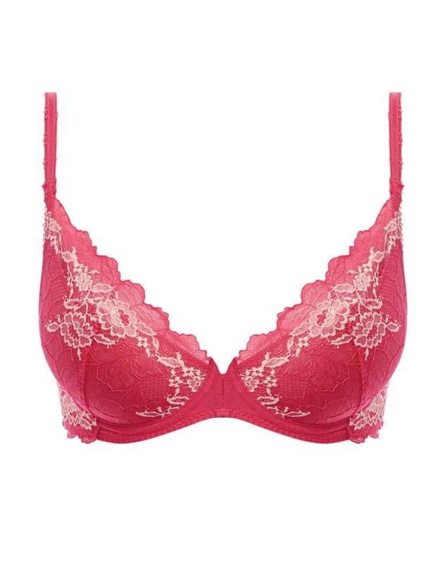 135003 Wacoal Lace Perfection Plunge Push Up Bra - 135003 Honeysuckle