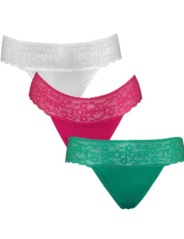 UW0UW02036 Tommy Hilfiger 3 Pack Thong - UW0UW02036 Emerald/Magenta/White
