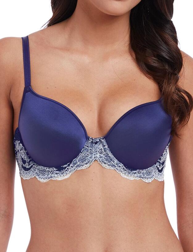 853256 Wacoal Lace Affair Contour Bra - 853256 Patriot Blue/Halogen 