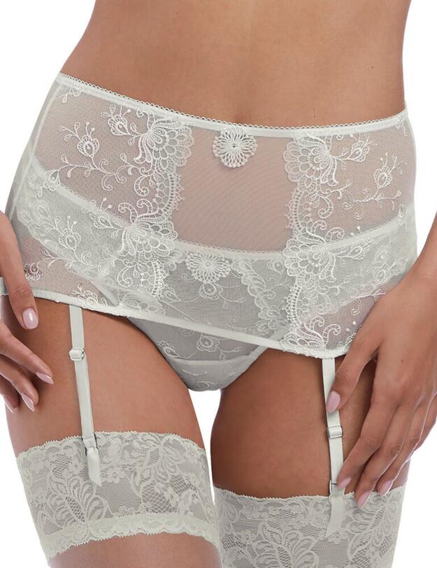 133010 Wacoal Opulence Suspender Belt - 133010 White Jasmine