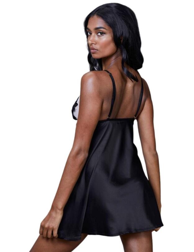 PPHUS003B Playful Promises X Hustler Brooke Applique Chemise - PPHUS003B Black