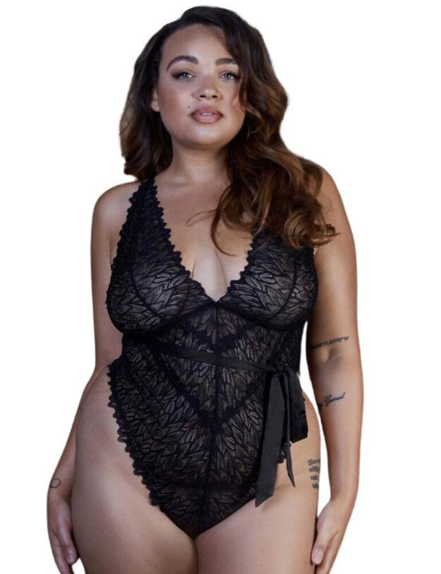 PPHUS028B Playful Promises X Hustler Margot High Apex Plunge Body  - PPHUS028B Black 